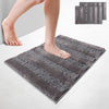 2er-Set Chenille Badematte Rutschfeste, Mikrofaser Badezimmerteppich 50x80cm Grau - vuunot.com