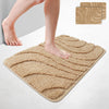 2er-Set Badematte Rutschfeste, Mikrofaser Badezimmerteppich Wellenmuster 50x80cm Beige - vuunot.com
