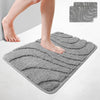 2er-Set Badematte Rutschfeste, Mikrofaser Badezimmerteppich Wellenmuster 50x80cm Grau - vuunot.com
