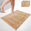 2er-Set Chenille Badematte Rutschfeste, Mikrofaser Badezimmerteppich 60x90cm Beige - vuunot.com