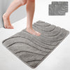 2er-Set Badematte Rutschfeste, Mikrofaser Badezimmerteppich Wellenmuster 60x90cm Grau - vuunot.com