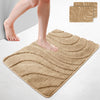 2er-Set Badematte Rutschfeste, Mikrofaser Badezimmerteppich Wellenmuster 60x90cm Beige - vuunot.com