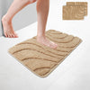 2er-Set Badematte Rutschfeste, Mikrofaser Badezimmerteppich Wellenmuster 40x60cm Beige - vuunot.com