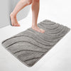 Badematte Rutschfeste, Mikrofaser Badezimmerteppich Wellenmuster 60x110cm Grau - vuunot.com