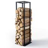 Metall Kaminholzregal 33 x 33 x 112 cm, Brennholzregal mit Ablage, Schwarz - vuunot.com