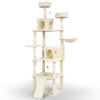 Katzenbaum 215cm, mehrstöckiger Katzenmöbel XXL, mit Korb, Plüschbälle, Dicke stämme, Kletterbaum für Katzen, Beige - vuunot.com