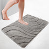 Badematte Rutschfeste, Mikrofaser Badezimmerteppich Wellenmuster 60x90cm Grau - vuunot.com