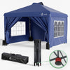 Pavillon 3x3m Pop Up Faltpavillon mit 4 Seitenteilen und 4 Sandsäcke, Blau - vuunot.com