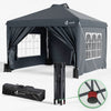 Pavillon 3x3m Pop Up Faltpavillon mit 4 Seitenteilen und 4 Sandsäcke, grau - vuunot.com