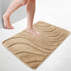 Badematte Rutschfeste, Mikrofaser Badezimmerteppich Wellenmuster 60x90cm Beige - vuunot.com