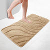 Badematte Rutschfeste, Mikrofaser Badezimmerteppich Wellenmuster 60x110cm Beige - vuunot.com