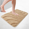 Badematte Rutschfeste, Mikrofaser Badezimmerteppich Wellenmuster 50x80cm Beige - vuunot.com