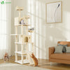 Katzenbaum 215cm, mehrstöckiger Katzenmöbel XXL, mit Korb, Plüschbälle, Dicke stämme, Kletterbaum für Katzen, Beige - vuunot.com