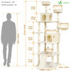 Katzenbaum 215cm, mehrstöckiger Katzenmöbel XXL, mit Korb, Plüschbälle, Dicke stämme, Kletterbaum für Katzen, Beige - vuunot.com