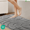 Badematte Rutschfeste, Mikrofaser Badezimmerteppich Wellenmuster 60x110cm Grau - vuunot.com