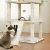 Katzenbaum 215cm, mehrstöckiger Katzenmöbel XXL, mit Korb, Plüschbälle, Dicke stämme, Kletterbaum für Katzen, Beige - vuunot.com