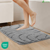 2er-Set Badematte Rutschfeste, Mikrofaser Badezimmerteppich Wellenmuster 50x80cm Grau - vuunot.com