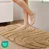 Badematte Rutschfeste, Mikrofaser Badezimmerteppich Wellenmuster 60x90cm Beige - vuunot.com