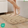 2er-Set Badematte Rutschfeste, Mikrofaser Badezimmerteppich Wellenmuster 50x80cm Beige - vuunot.com