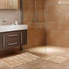 2er-Set Chenille Badematte Rutschfeste, Mikrofaser Badezimmerteppich 60x90cm Beige - vuunot.com