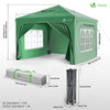 Pavillon 3x3m mit 4 Seitenteilen & 4 Sandsäcke, Pop Up Faltpavillon, Wasserdicht, Faltbar Gartenzelt Partyzelt, Grün - vuunot.com