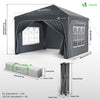 Pavillon 3x3m mit 4 Seitenteilen & 4 Sandsäcke, Pop Up Faltpavillon, Wasserdicht, Faltbar Gartenzelt Partyzelt, Grau - vuunot.com