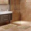 Badematte Rutschfeste, Mikrofaser Badezimmerteppich Wellenmuster 60x90cm Beige - vuunot.com