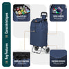 Aluminium Einkaufstrolley Treppensteiger, Trolly Einkaufswagen Klappbar, 2 Räder, Wasserdicht Oxford, 59L, Marineblau - vuunot.com