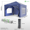 Pavillon 3x3m mit 4 Seitenteilen & 4 Sandsäcke, Pop Up Faltpavillon, Wasserdicht, Faltbar Gartenzelt Partyzelt, Blau - vuunot.com