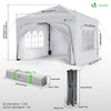 Pavillon 3x3m mit 4 Seitenteilen & 4 Sandsäcke, Pop Up Faltpavillon, Wasserdicht, Faltbar Gartenzelt Partyzelt, Weiß - vuunot.com
