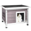 Katzenhaus aus Holz, Katzen Haus Katzenhütte für Draussen Outdoor, Grau - vuunot.com