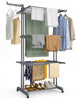 4 Ebenen Wäscheständer Turm mit Rollen 126x63x170 cm Grau - vuunot.com