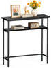 Schmaler Konsolentisch mit 2 Ablagen, Flurtisch aus Metall und MDF, Industrie-design 75×24×75 cm, Schwarz - vuunot.com