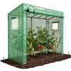 Schrägdach Gewächshaus Foliengewächshaus 200x77x170cm für Gemüse, Blumen & Obst, 135g/m², Grün - vuunot.com
