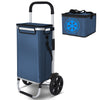 2 Räder Einkaufstrolley Klappbar mit 50L Wasserdichter & Kühlfach, Marineblau - vuunot.com