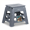 Klapphocker Faltbar Rutschfester Tritthocker mit Tragegriff 37 x 30 x 32,5 cm Grau - vuunot.com