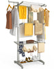 4 Ebenen Wäscheständer Turm mit Rollen 125x62x173 cm Grau - vuunot.com