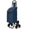 2 in 1 Einkaufstrolley Klappbar Treppensteiger Marineblau - vuunot.com