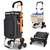 Aluminium Einkaufstrolley Treppensteiger, Trolly Einkaufswagen Klappbar mit Haken 6 Räder, Schwarz - vuunot.com