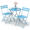 Bistroset 3-teilig, Klappbar Bistrotisch mit 2 Stühlen, Gartenmöbel Set Balkonset Gartengarnitur, Sitzgruppe Metall, Bistro Set Outdoor, Blau - vuunot.com