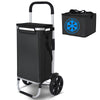 2 Räder Einkaufstrolley Klappbar mit 50L Wasserdichter & Kühlfach, Schwarz - vuunot.com