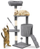 Kratzbaum 112cm, Mehrstöckiger Katzenbaum mit Kratzsäulen Höhle, Grau - vuunot.com