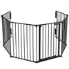 Kaminschutzgitter Metall, 6 Elemente Konfigurationsgitter Faltbar, 360 x 75 cm, Schwarz - vuunot.com