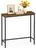 Schmaler Konsolentisch Flurtisch aus Metall und MDF, Industrie-design 75×24×75 cm, Braun - vuunot.com