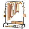 Metall Kleiderständer ,Kleiderstange Garderobenständer mit Schuhregal und 8 seitlichen Haken 110x41x150cm Schwarz - vuunot.com