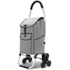 Aluminium Einkaufstrolley Treppensteiger, Trolly Einkaufswagen Klappbar, 6 Räder, Wasserdicht Oxford, 45L, Grau - vuunot.com