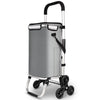 Aluminium Einkaufstrolley Treppensteiger, Trolly Einkaufswagen Klappbar, mit 6 Räder und Kühlfach, Wasserdicht, 50L, Grau - vuunot.com