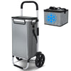 2 Räder Einkaufstrolley Klappbar mit 50L Wasserdichter & Kühlfach, Grau - vuunot.com