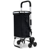 Aluminium Einkaufstrolley Treppensteiger, Trolly Einkaufswagen Klappbar, mit 6 Räder und Kühlfach, Wasserdicht, 50L, Schwarz - vuunot.com