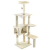 Kratzbaum Groß für Katzen, Katzenbaum mit Sisalstamm, 138cm, Beige - vuunot.com